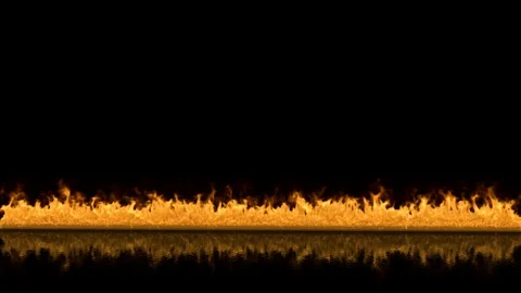 Dark background of flaming realistic fire line bottom border in animation 動画素材 124461653