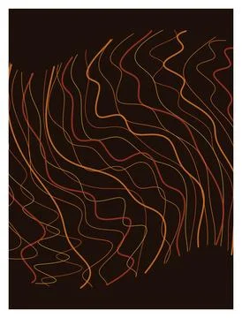 Dark background with flowing wavy lines in warm color palette. Stock Illustration