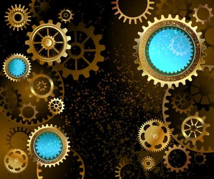 Dark background with gears Illustrazione stock