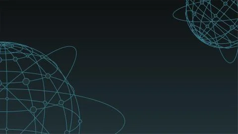Dark background global network connection. Planet with dots and line wireframe Stock Illustration