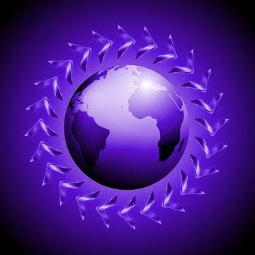Dark background with globe and arrows. Vector design eps 10 Dark backgroun... Foto stock