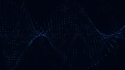On a dark background, glowing blue and purple particles twist into a spiral Stock Footage 256094678