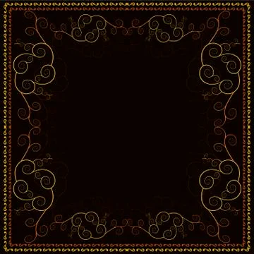 Dark background with golden decorative pattern Stock Illustration