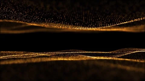 A dark background with golden lights and bokeh effect. The gold particles Stock Footage 280332873
