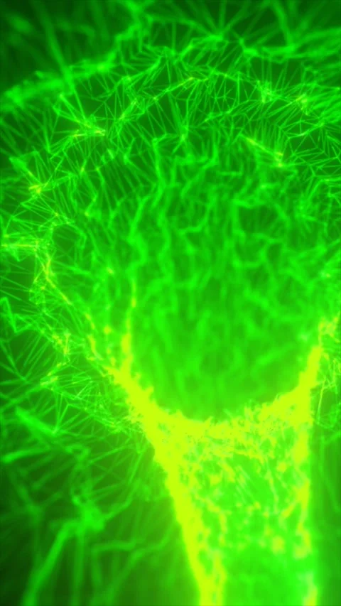 Dark background with green particle trails streaking across, creating a cos.. Stock Footage 311338274