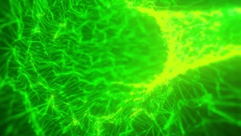 Dark background with green particle trails streaking across, creating a cos.. Stock Footage 317233686