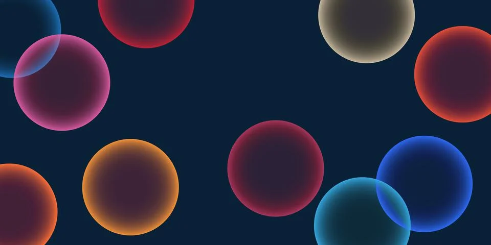 Dark Background, Header or Banner Design with Large Bubbles of Various Colo.. Stock Illustration