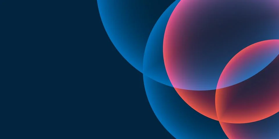 Dark Background, Header or Banner Design with Large Blue and Red Bubbles Pa.. Stock Illustration