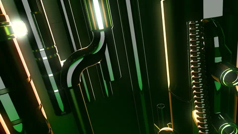 Dark background with illuminated elements. Motion.Animation with a green Stock Footage 200789079