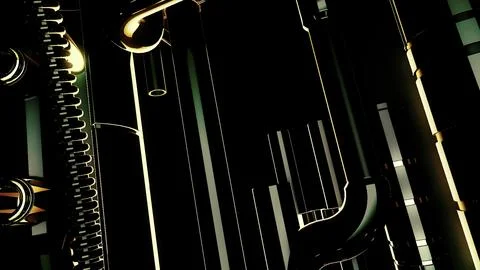 Dark background with illuminated elements. Motion.Animation with a green Illustrazione stock