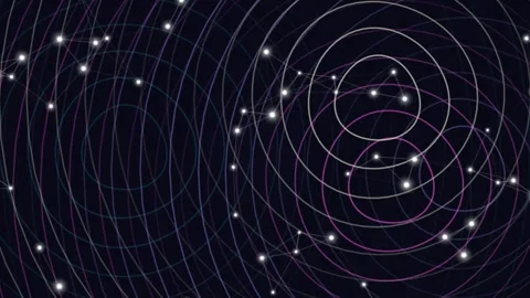 A dark background with interconnected glowing circles and dots Stock-Footage 330075823