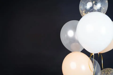 Dark background with large light balls. space for text. Greeting Card Stock Photos