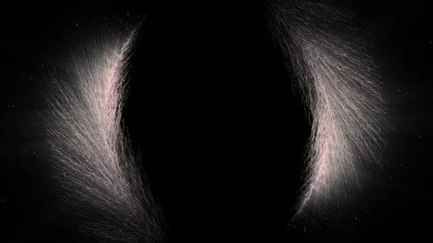 On a dark background, light elements of glowing particles appear above and below Stock Footage 260177026