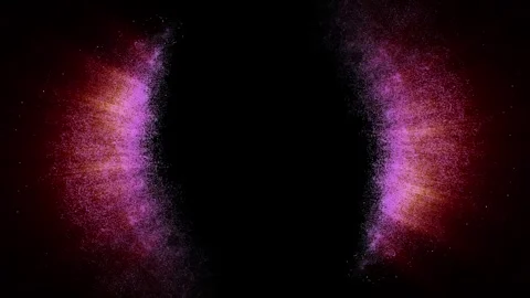 On a dark background, light elements of orange and purple particles appear above Stock Footage 259617595