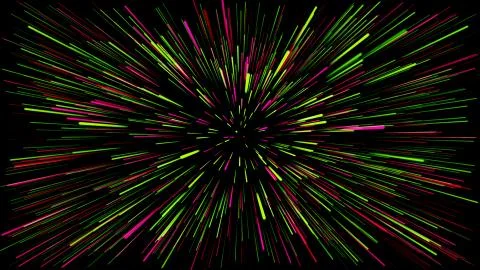 A dark background with  lines coming out of the center of vere and pink colors Stock Illustration