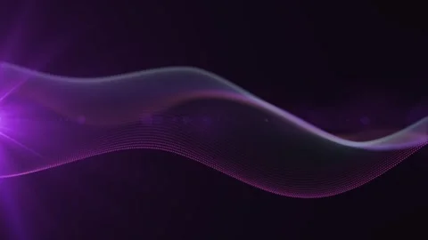 On a dark background, a luminous wave of purple and magenta shades Video stock 299683373