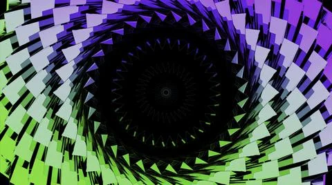 Dark background. Motion. Bright large squares in abstraction fly forward next to Stock Illustration