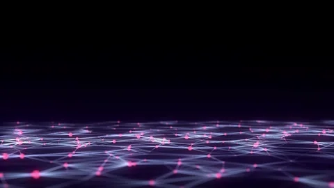 Dark background with motion dots and lines. Perspective colors grid. Stock Footage 274196067