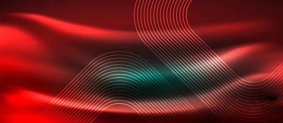 Dark background with neon glowing elements, shiny motion concept Stock Illustration