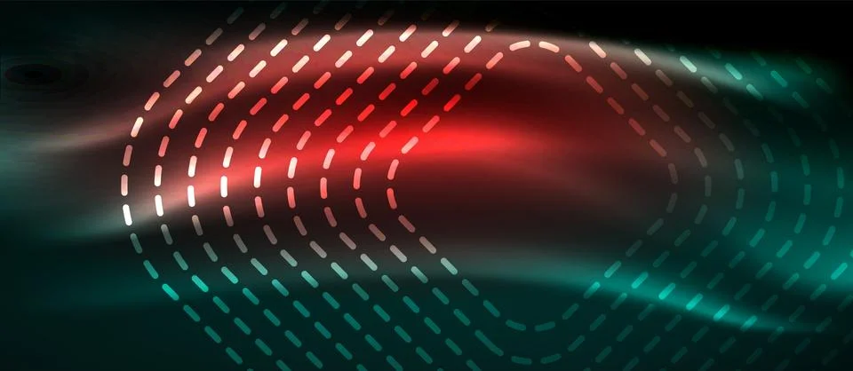 Dark background with neon glowing elements, shiny motion concept Stock Illustration