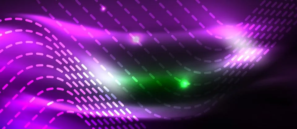 Dark background with neon glowing elements, shiny motion concept Stock Illustration