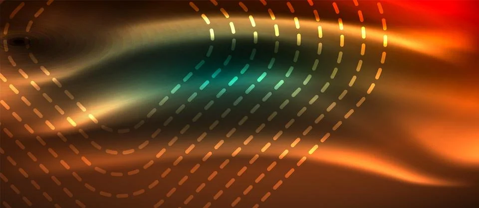 Dark background with neon glowing elements, shiny motion concept Stock Illustration