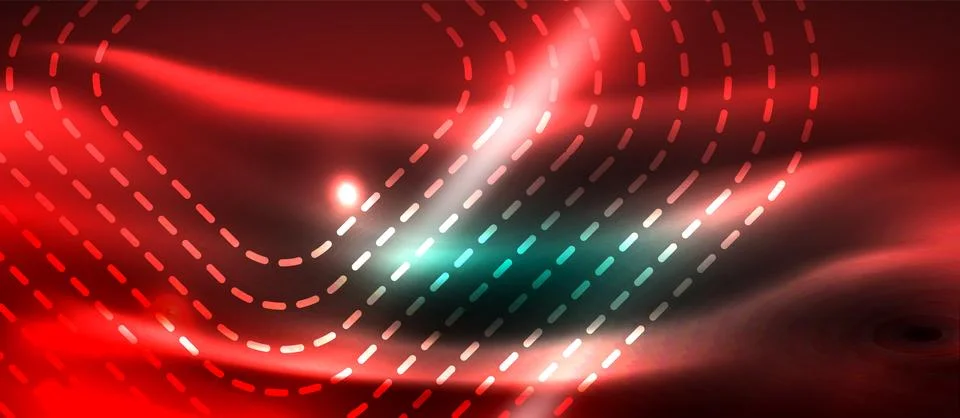 Dark background with neon glowing elements, shiny motion concept Stock Illustration