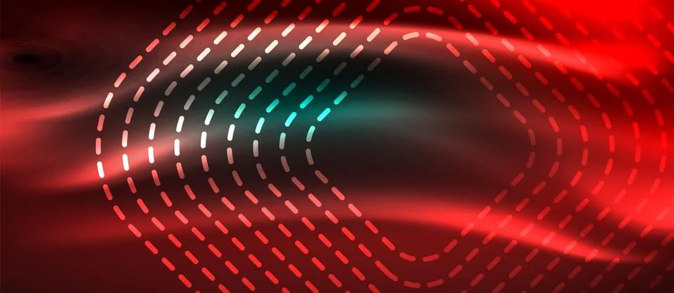 Dark background with neon glowing elements, shiny motion concept Stock Illustration