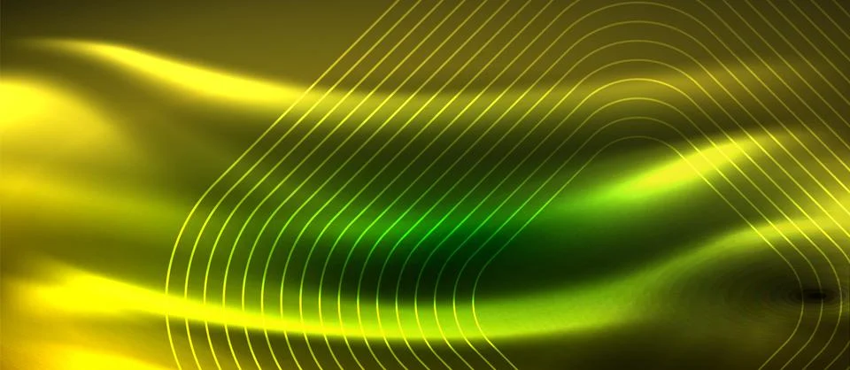 Dark background with neon glowing elements, shiny motion concept Stock Illustration