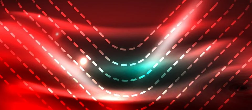 Dark background with neon glowing elements, shiny motion concept Illustrazione stock