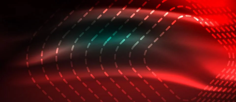 Dark background with neon glowing elements, shiny motion concept Stockillustratie