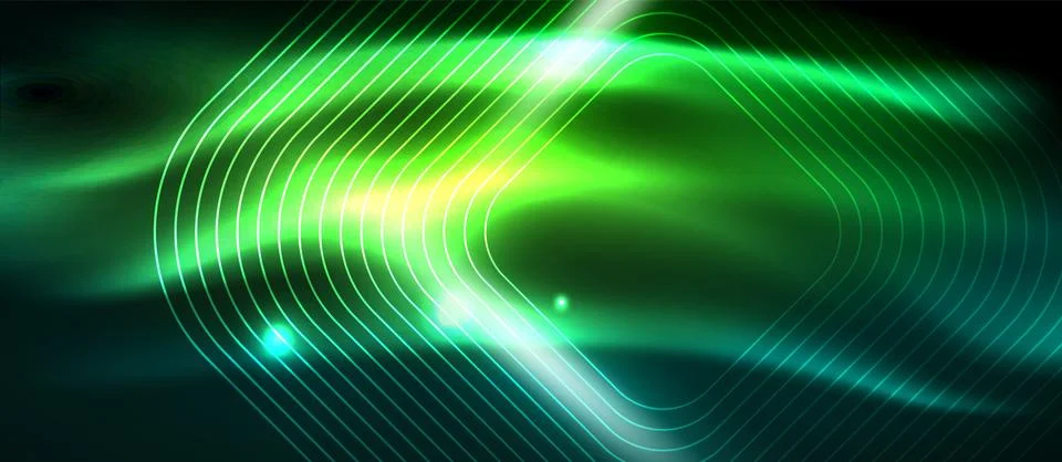 Dark background with neon glowing elements, shiny motion concept 스톡 일러스트