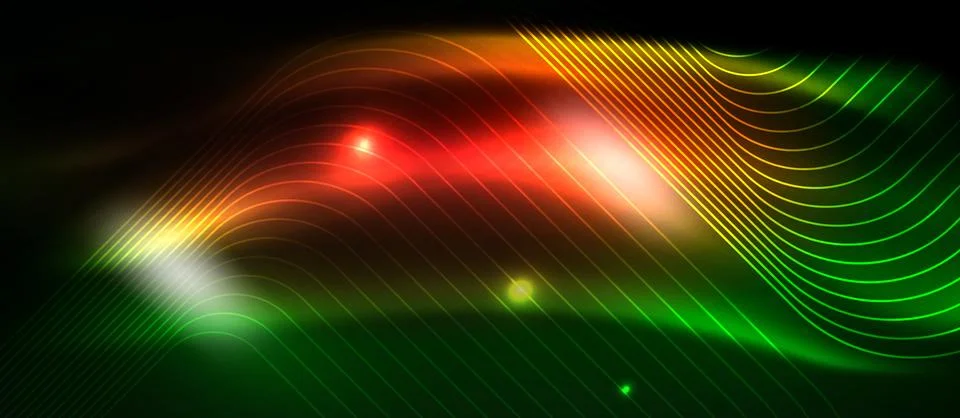 Dark background with neon glowing elements, shiny motion concept 스톡 일러스트
