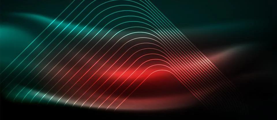 Dark background with neon glowing elements, shiny motion concept Stock Illustration