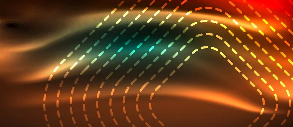 Dark background with neon glowing elements, shiny motion concept Stock Illustration