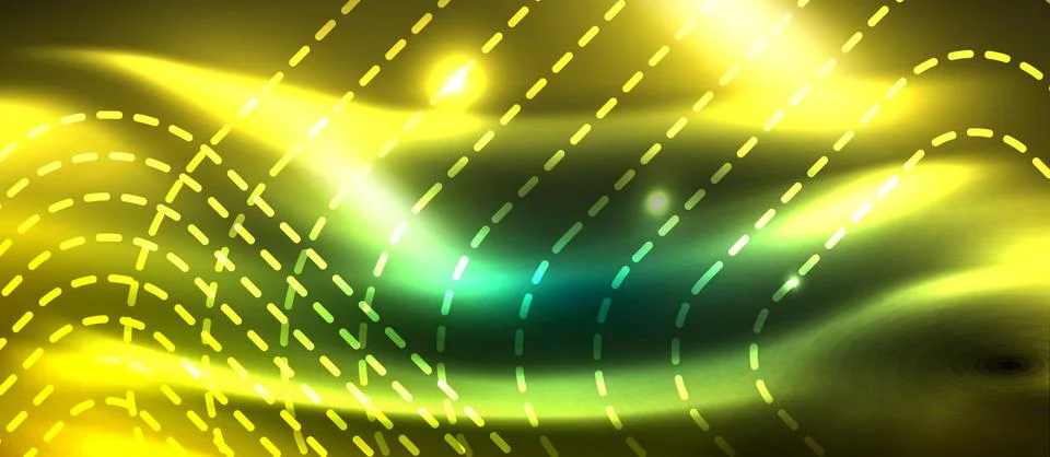 Dark background with neon glowing elements, shiny motion concept Stock Illustration