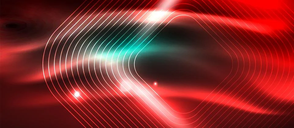 Dark background with neon glowing elements, shiny motion concept Stock Illustration