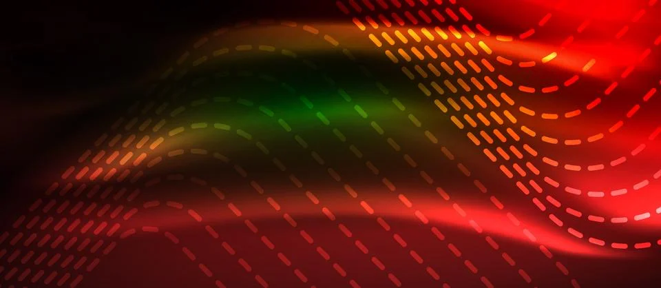 Dark background with neon glowing elements, shiny motion concept Stock Illustration