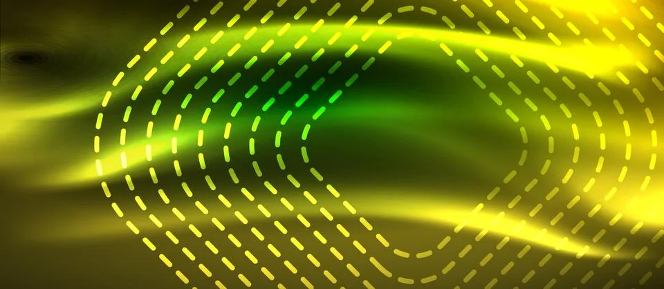 Dark background with neon glowing elements, shiny motion concept Stock Illustration