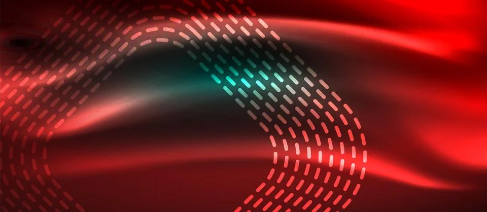 Dark background with neon glowing elements, shiny motion concept Stock Illustration