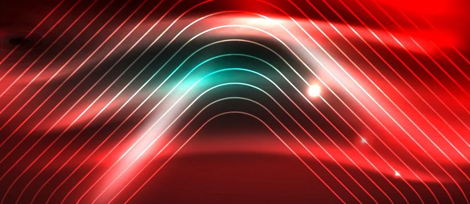 Dark background with neon glowing elements, shiny motion concept Stock Illustration