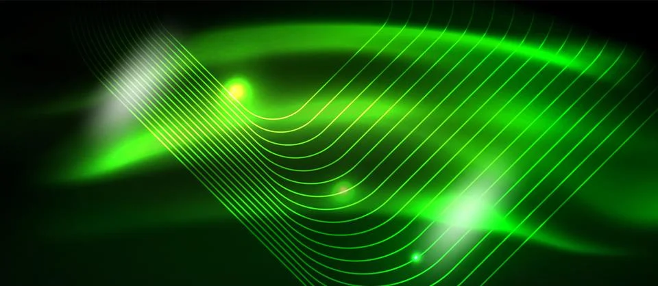 Dark background with neon glowing elements, shiny motion concept Stock Illustration