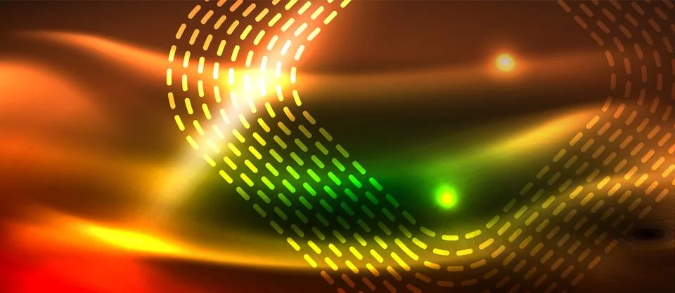 Dark background with neon glowing elements, shiny motion concept 스톡 일러스트