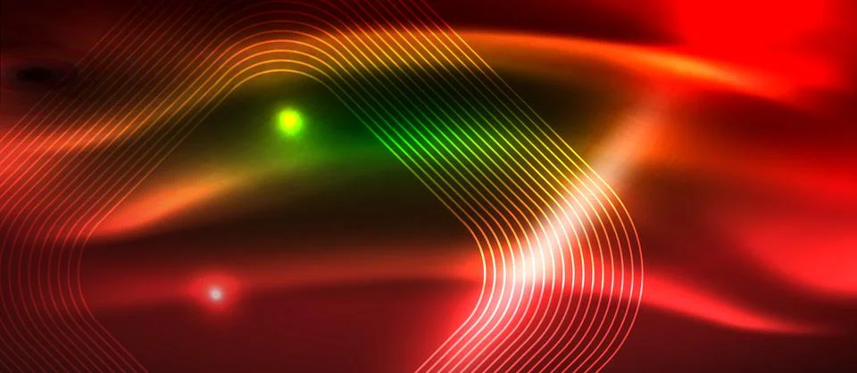 Dark background with neon glowing elements, shiny motion concept Stock Illustration