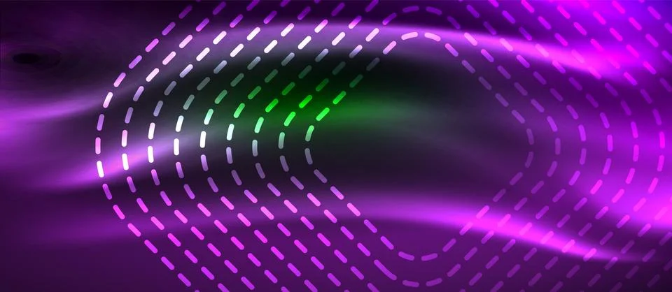 Dark background with neon glowing elements, shiny motion concept Illustrazione stock