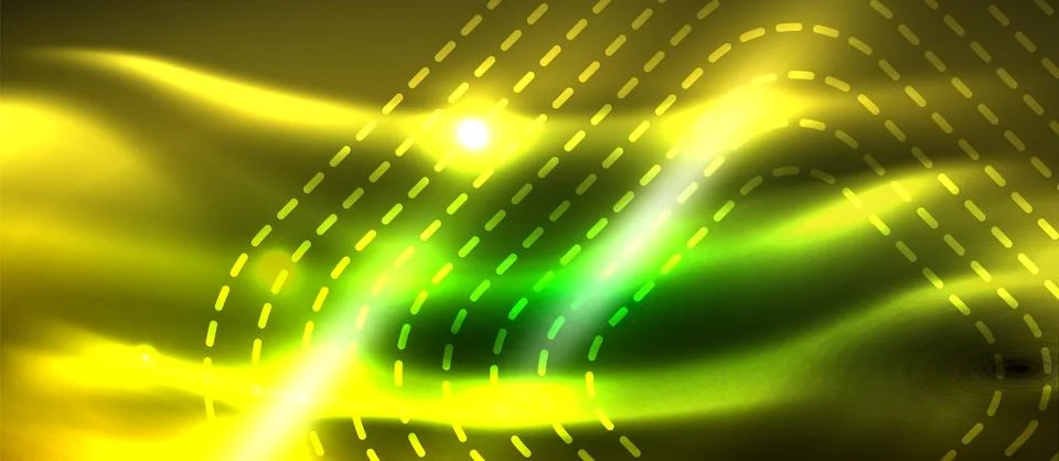 Dark background with neon glowing elements, shiny motion concept Stock Illustration