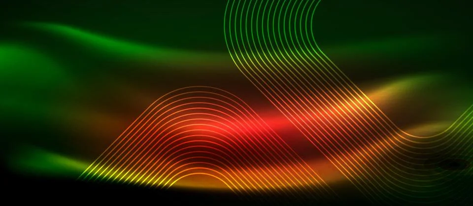 Dark background with neon glowing elements, shiny motion concept 스톡 일러스트