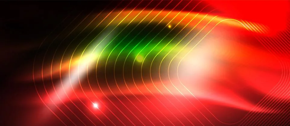 Dark background with neon glowing elements, shiny motion concept Stock Illustration