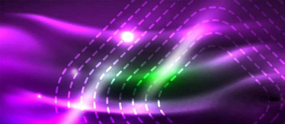 Dark background with neon glowing elements, shiny motion concept Stock Illustration