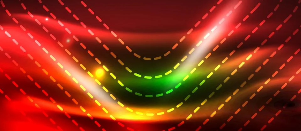 Dark background with neon glowing elements, shiny motion concept Stock Illustration